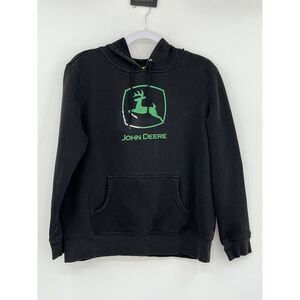 John Deere Black Deer Logo Ag Logo Hooded Sweatshirt‎ Women's  M 8 10 Vintage